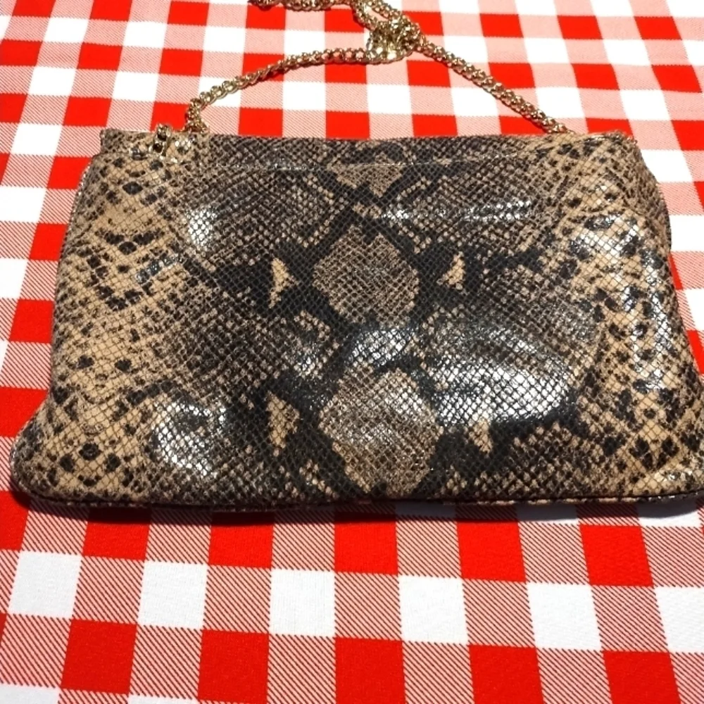 Michael Michael Kors Beige Python Embossed Leather Turnlock Purse